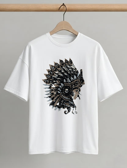 Evenway Tribal Feather Headdress Graphic Native Inspired Tee