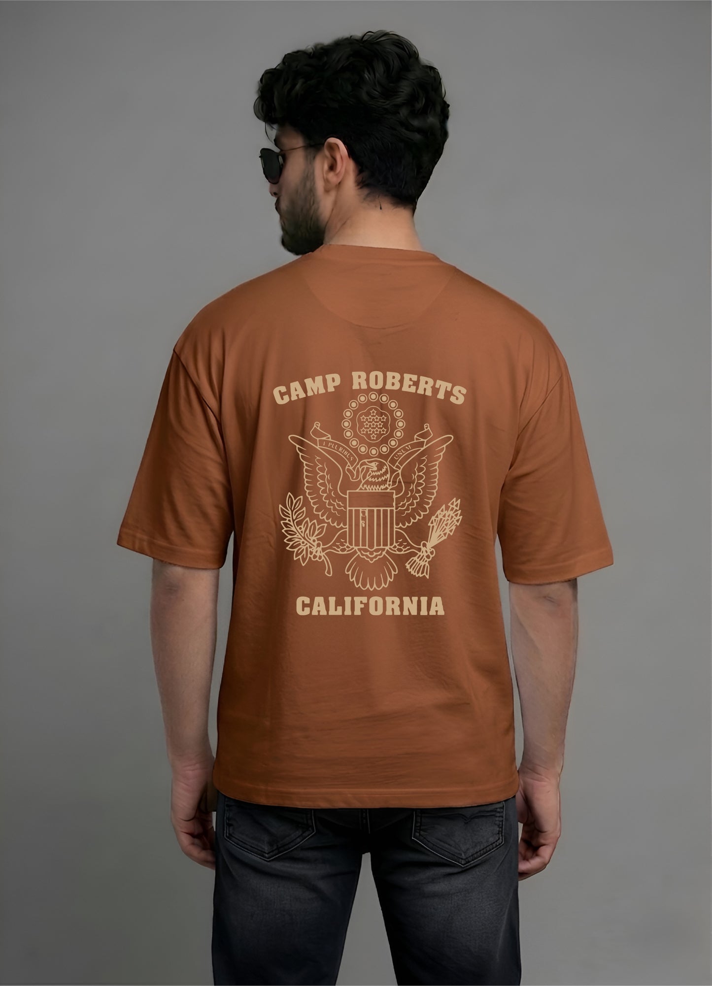 Evenway Camp Roberts California Back Print Oversized Cotton Tee