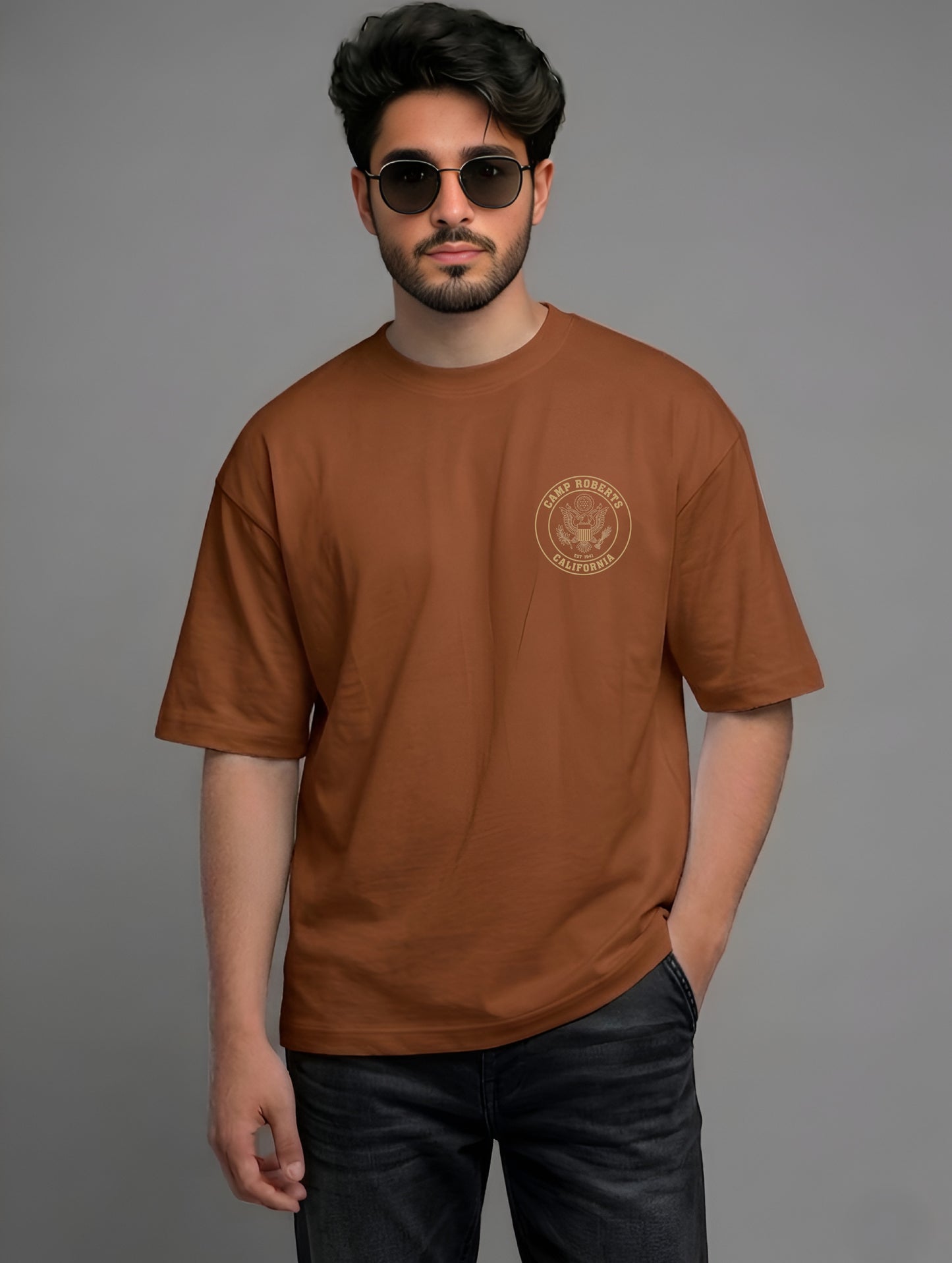 Evenway Camp Roberts California Back Print Oversized Cotton Tee