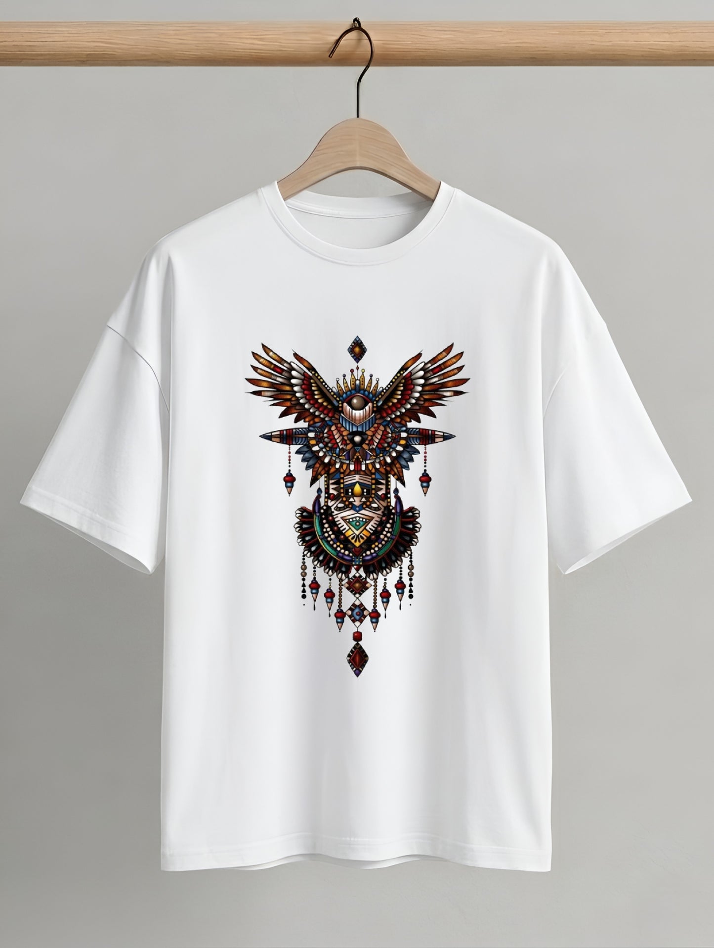 Evenway Tribal Phoenix Oversized Premium Totem Graphic Tee
