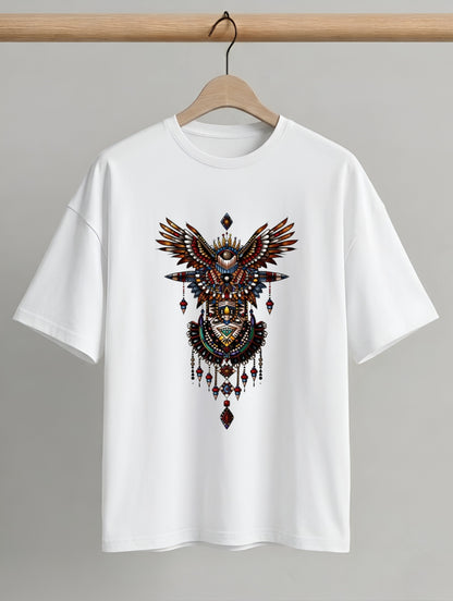 Evenway Tribal Phoenix Oversized Premium Totem Graphic Tee