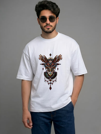 Evenway Tribal Phoenix Oversized Premium Totem Graphic Tee