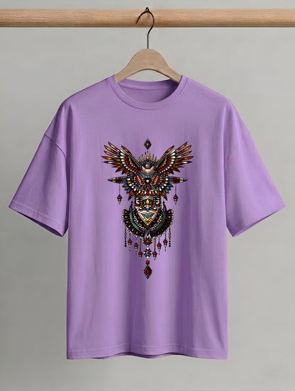 Evenway Tribal Phoenix Oversized Premium Totem Graphic Tee