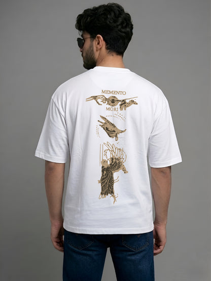Evenway Vintage Skull Angel Wings Back Print Oversized T-Shirt
