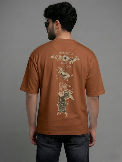 Evenway Vintage Skull Angel Wings Back Print Oversized T-Shirt