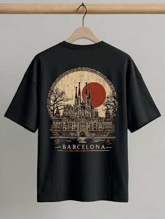Evenway Barcelona Vintage Graphic Oversized T-Shirt – Premium Cotton Streetwear for Men & Women