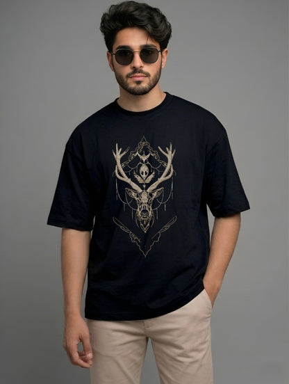 Evenway Mystic Stag Geometric Premium Beige Oversized Streetwear