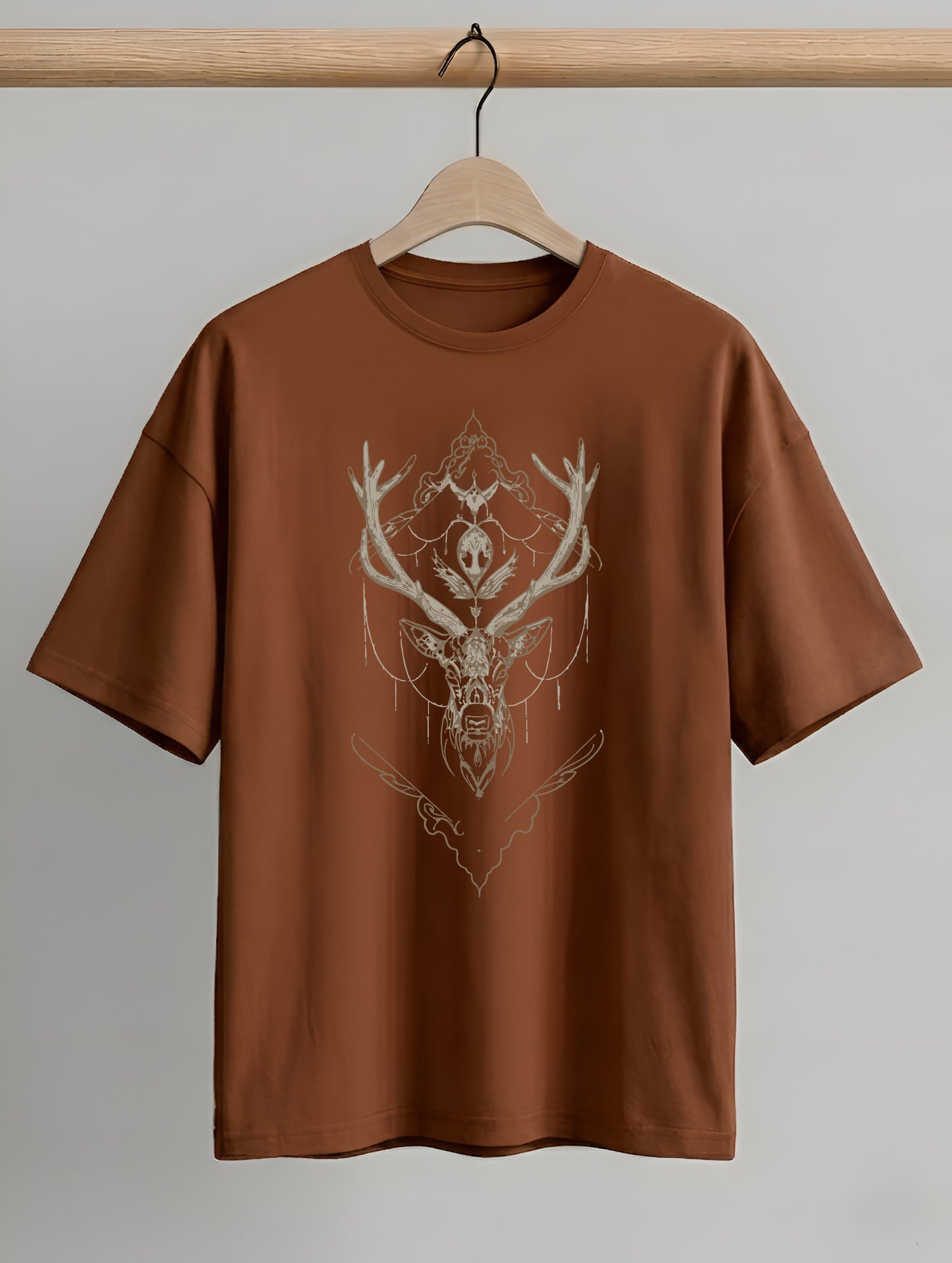 Evenway Mystic Stag Geometric Premium Beige Oversized Streetwear