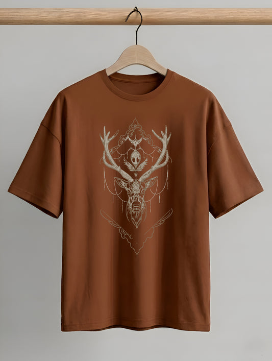 Evenway Mystic Stag Geometric Premium Beige Oversized Streetwear