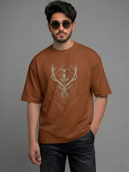 Evenway Mystic Stag Geometric Premium Beige Oversized Streetwear