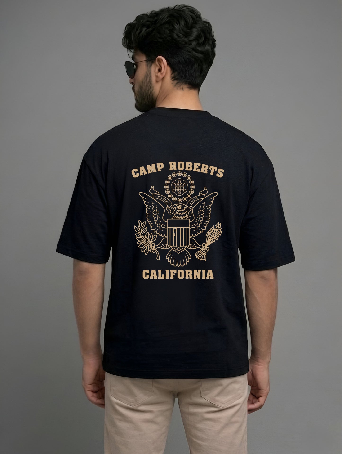 Evenway Camp Roberts California Back Print Oversized Cotton Tee