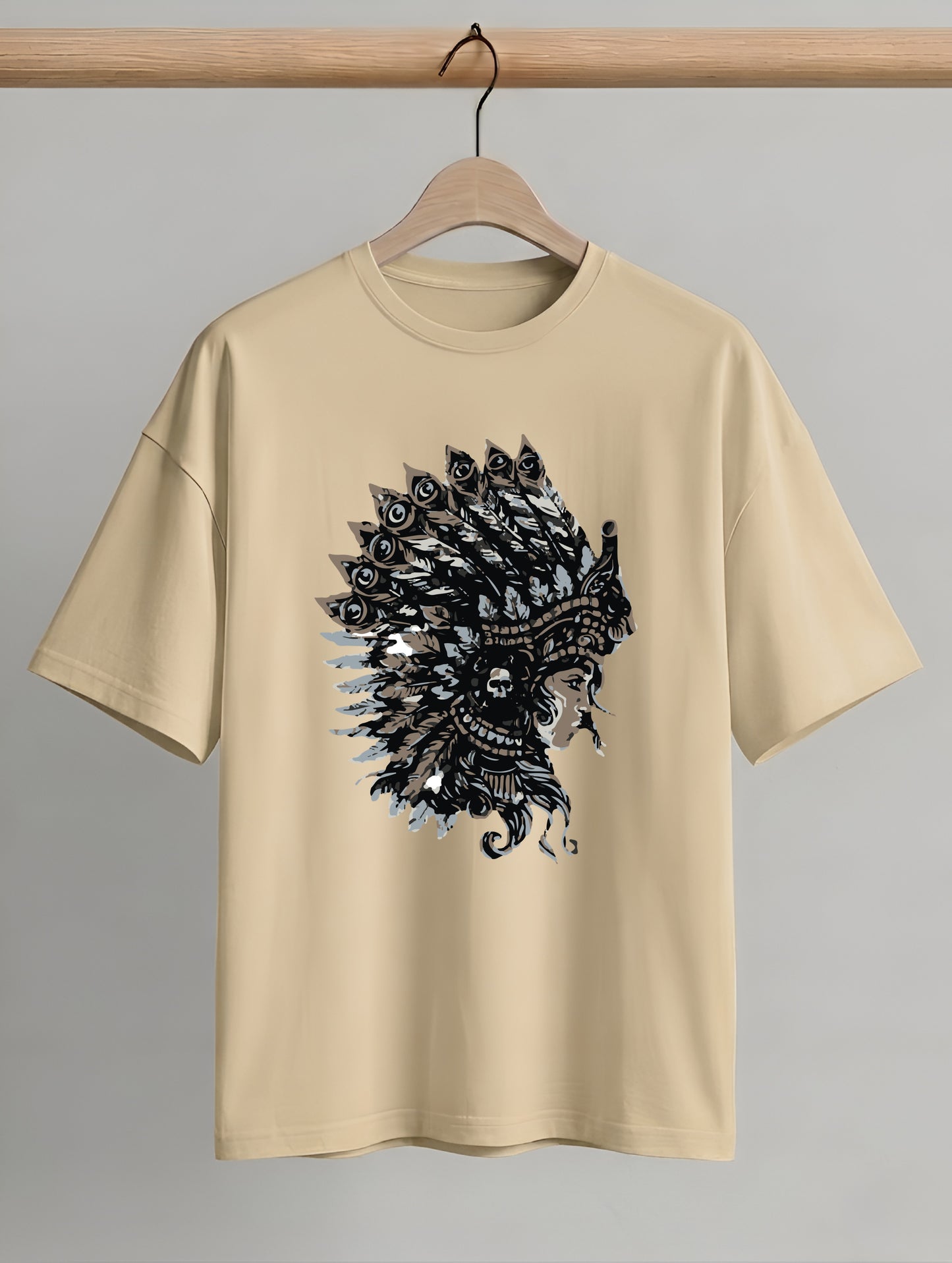 Evenway Tribal Feather Headdress Graphic Native Inspired Tee