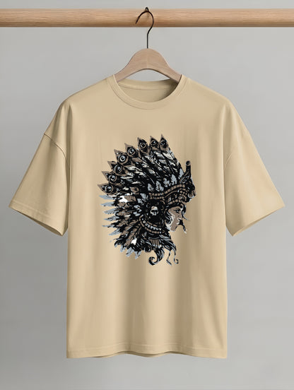 Evenway Tribal Feather Headdress Graphic Native Inspired Tee