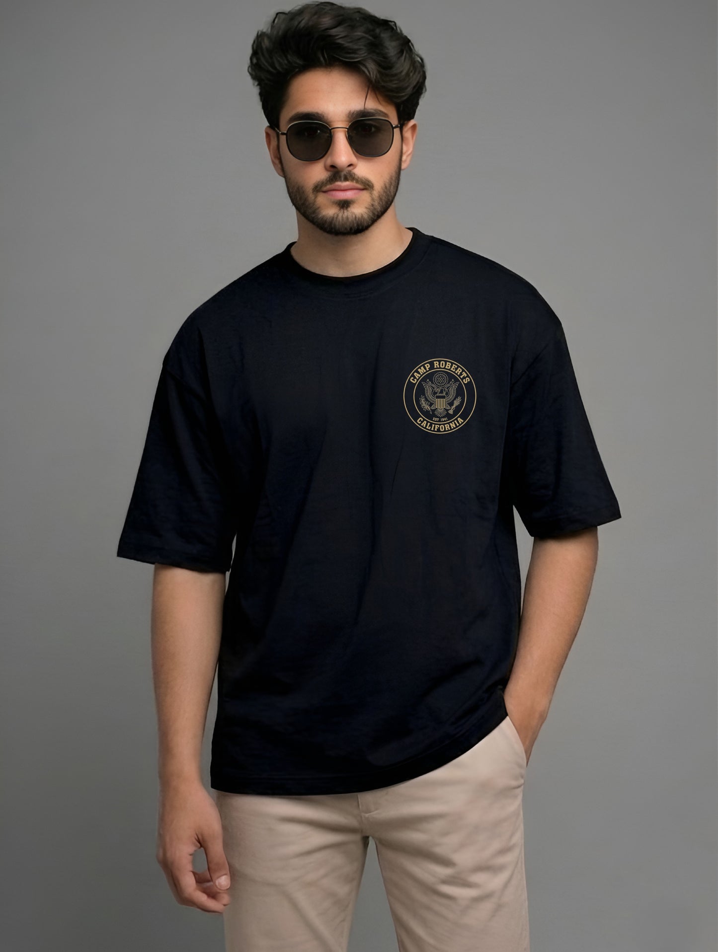 Evenway Camp Roberts California Back Print Oversized Cotton Tee