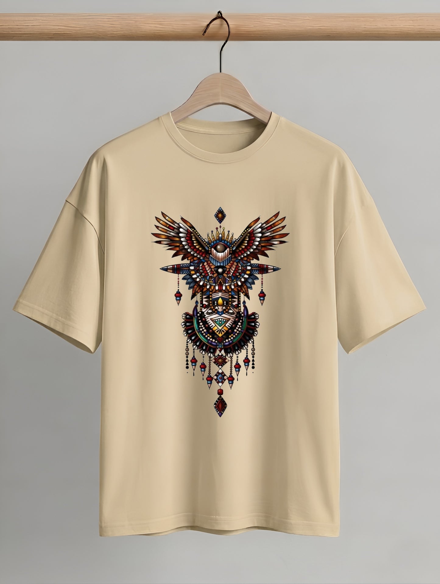 Evenway Tribal Phoenix Oversized Premium Totem Graphic Tee