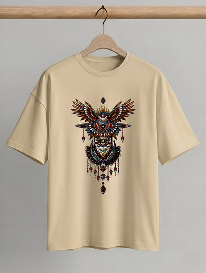 Evenway Tribal Phoenix Oversized Premium Totem Graphic Tee