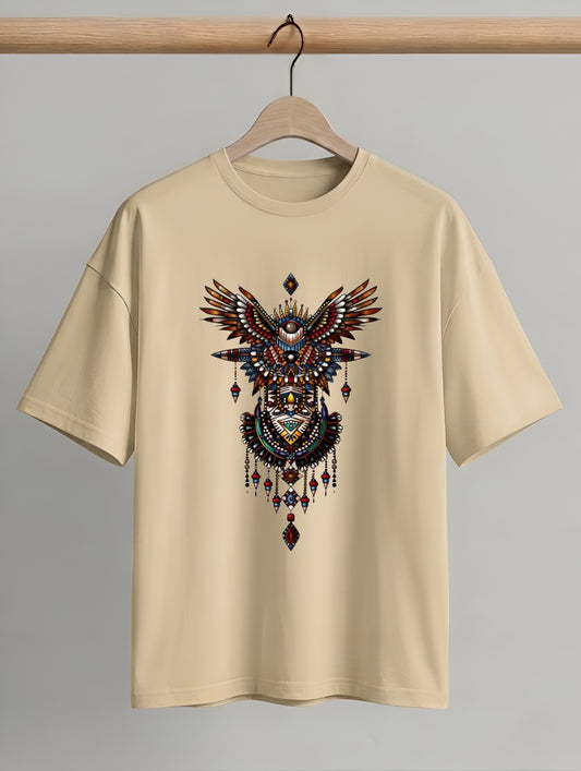 Evenway Tribal Phoenix Oversized Premium Totem Graphic Tee