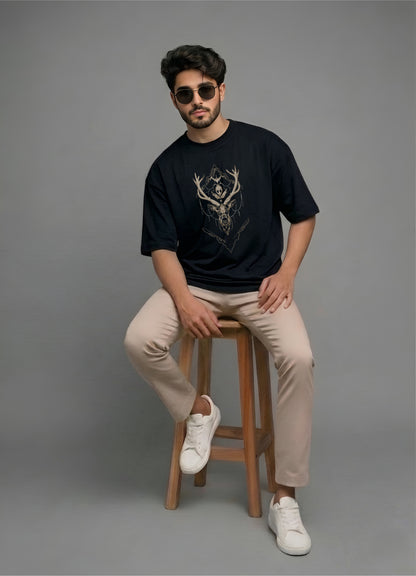Evenway Mystic Stag Geometric Premium Beige Oversized Streetwear