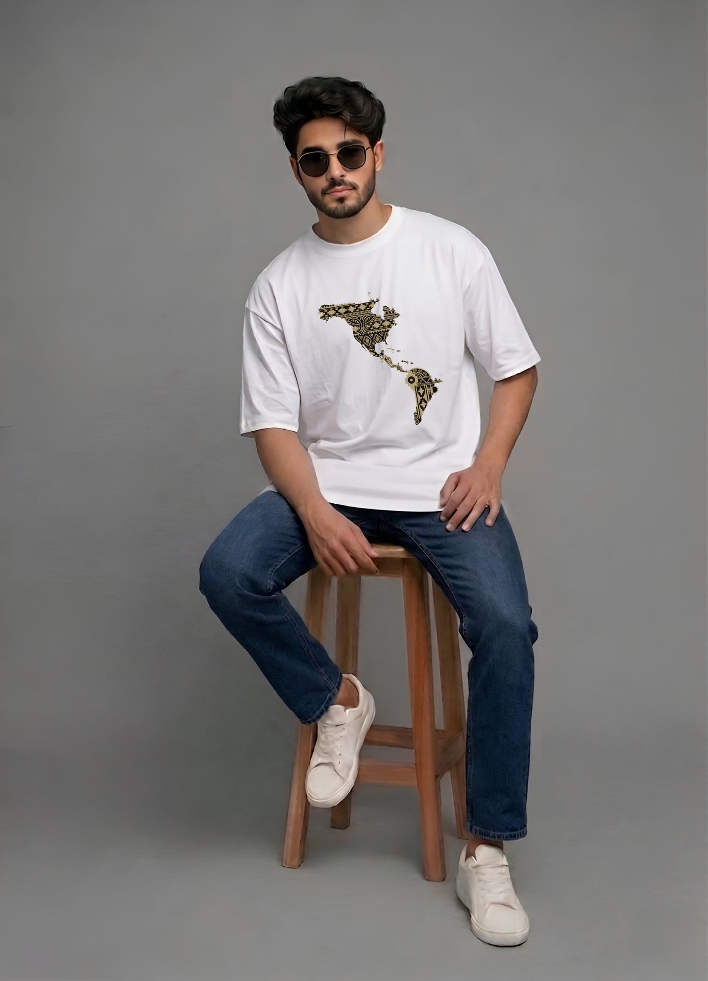 Evenway Latin America Map Graphic Premium Cotton Oversized Tee