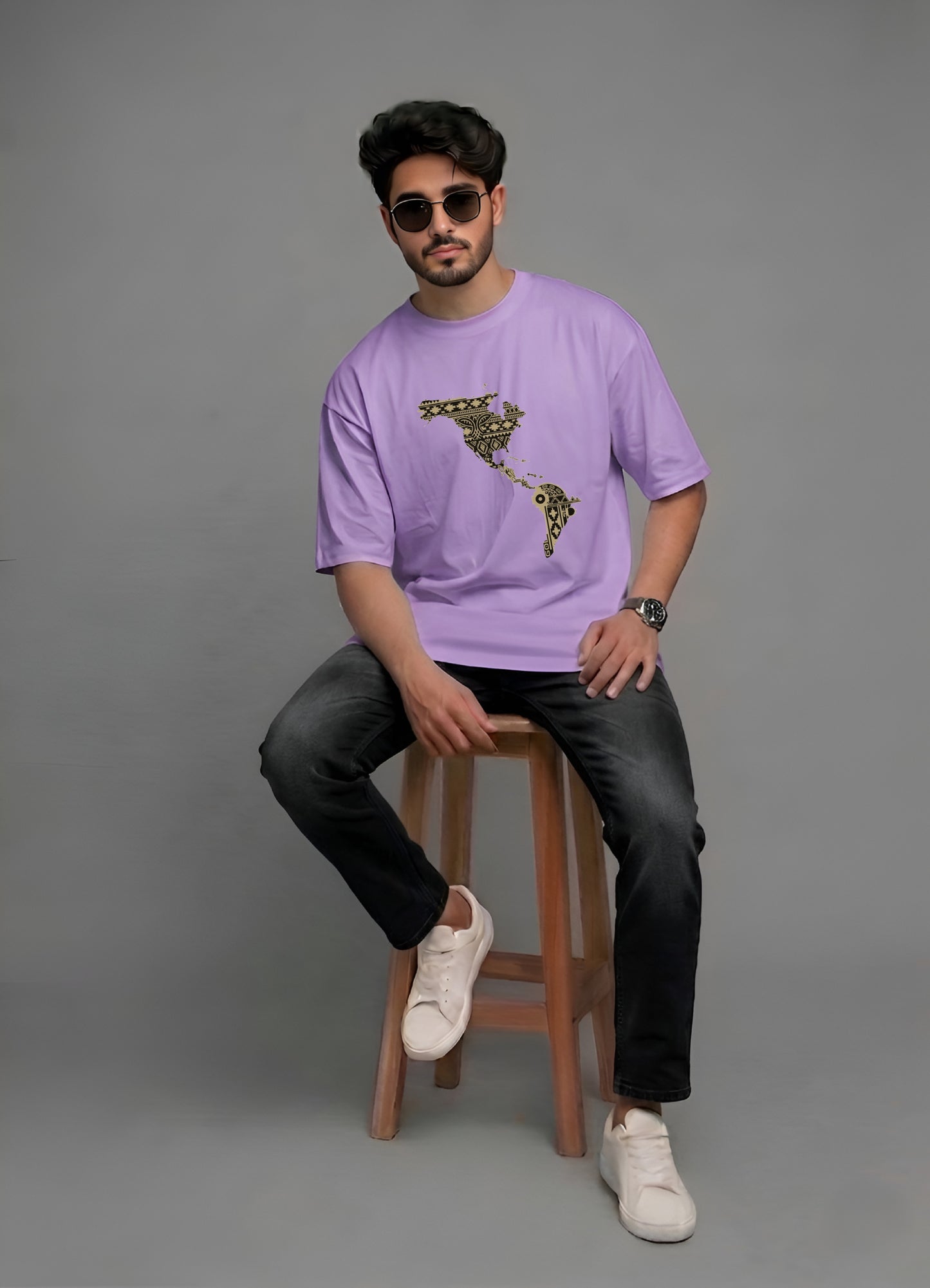 Evenway Latin America Map Graphic Premium Cotton Oversized Tee
