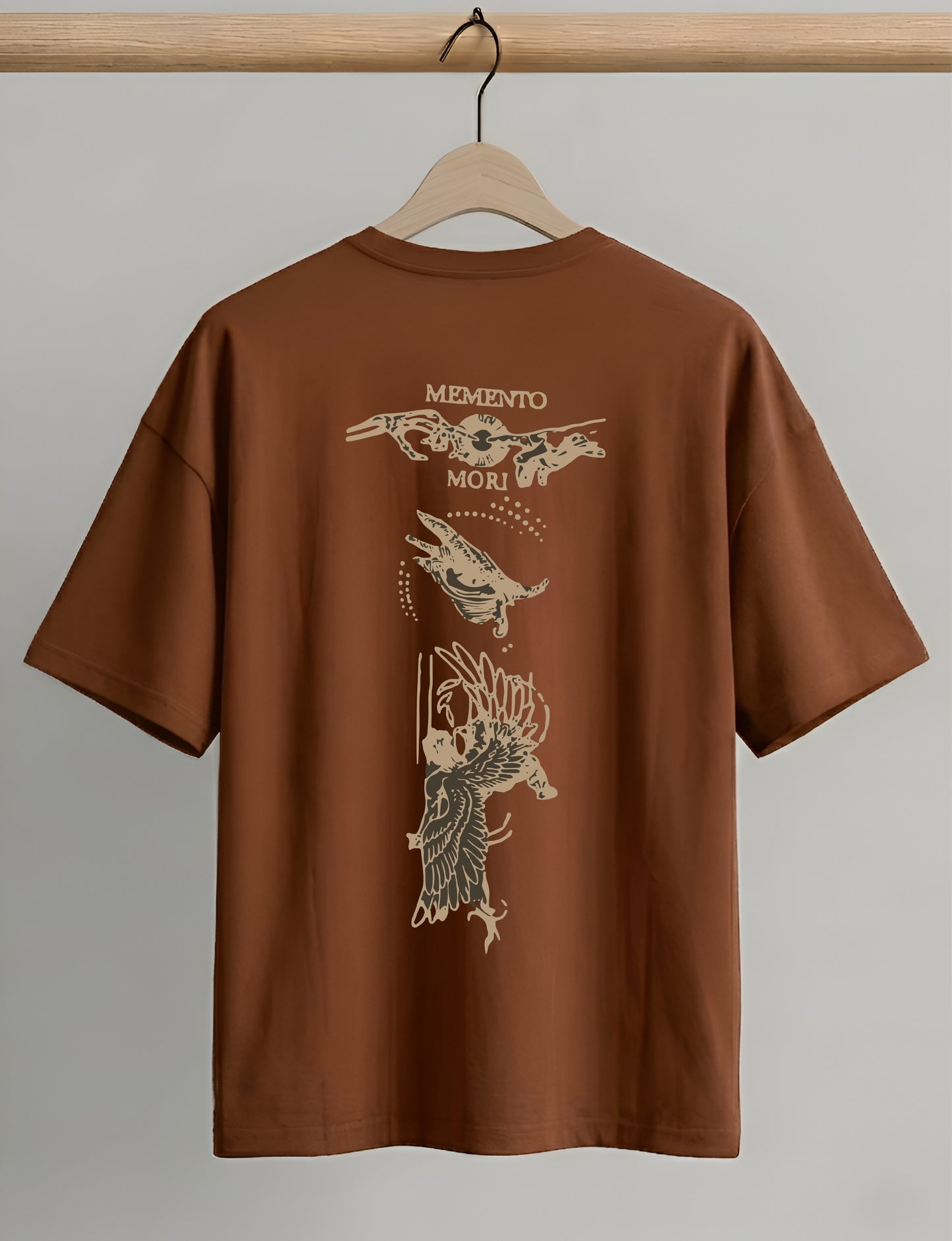 Evenway Vintage Skull Angel Wings Back Print Oversized T-Shirt
