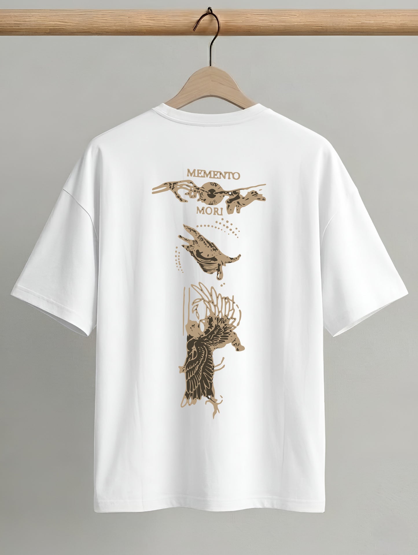 Evenway Vintage Skull Angel Wings Back Print Oversized T-Shirt