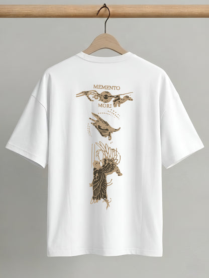 Evenway Vintage Skull Angel Wings Back Print Oversized T-Shirt