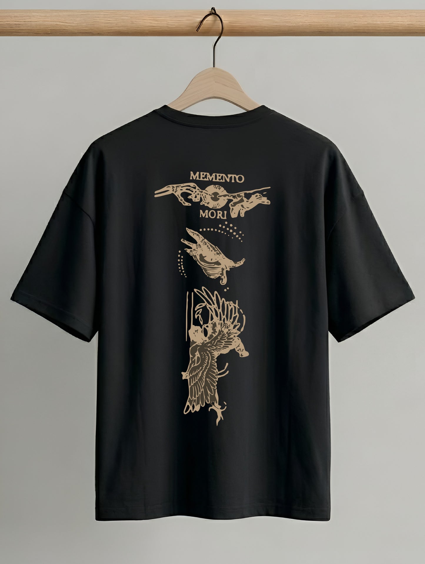 Evenway Vintage Skull Angel Wings Back Print Oversized T-Shirt