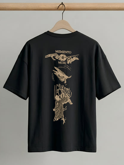Evenway Vintage Skull Angel Wings Back Print Oversized T-Shirt