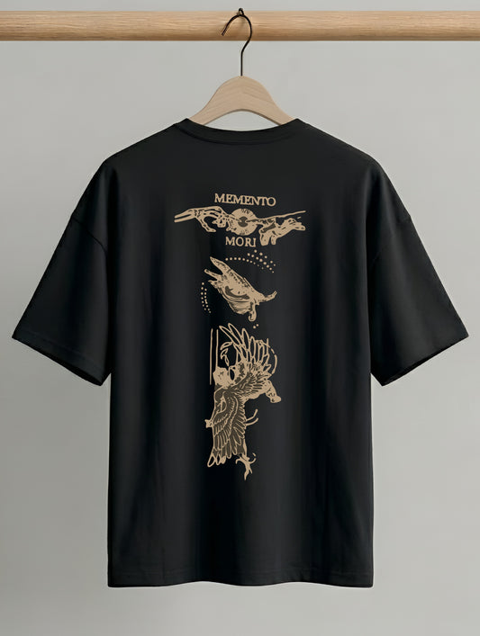 Evenway Graphic Vintage Skull & Angel Wings Back Print Oversized T-shirt