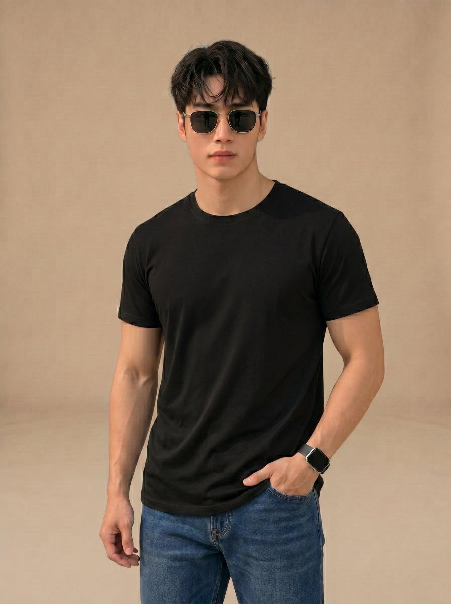 Essential Men's Black Crewneck T-Shirt - Premium Cotton