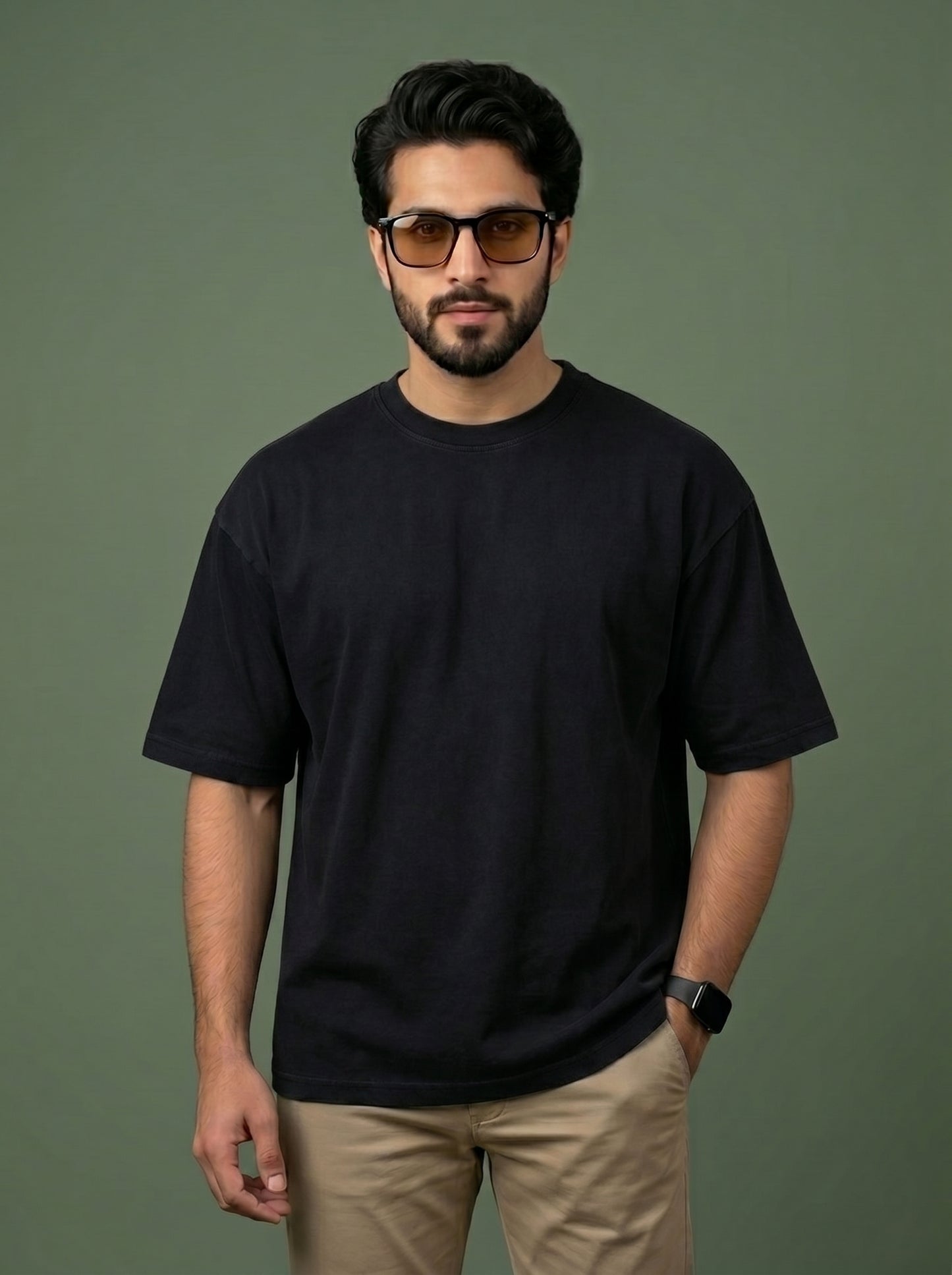 UrbanStyle Men's 240 GSM Oversized Plain T-Shirt | Relaxed Fit Heavyweight Crew Neck Cotton Tee