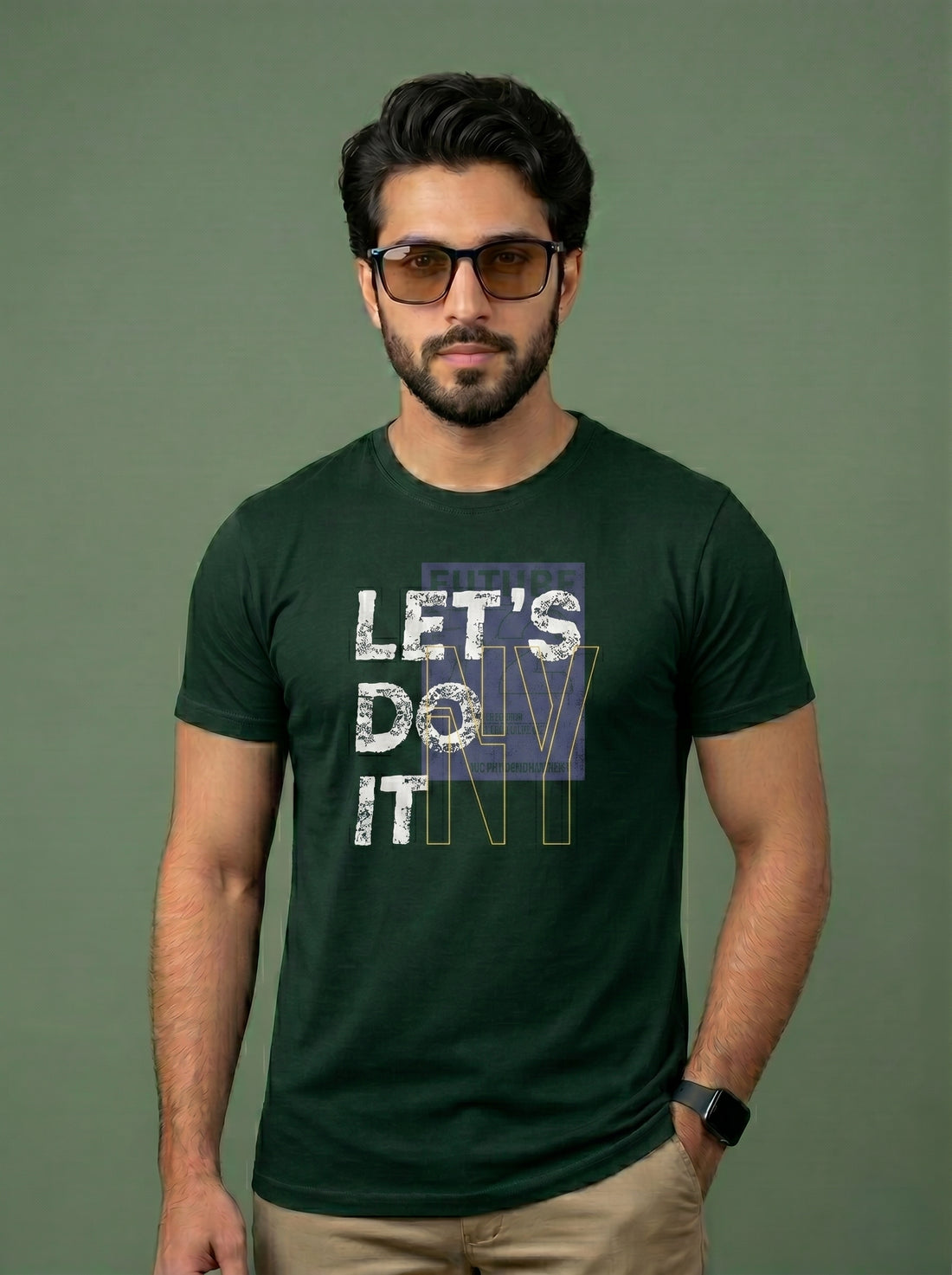 "Men's 'Let's Do It' Graphic Printed Cotton T-Shirt"