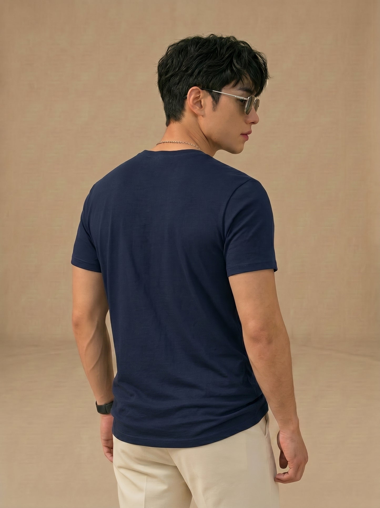 Essential Men's Navy Crewneck Tee - Soft Cotton