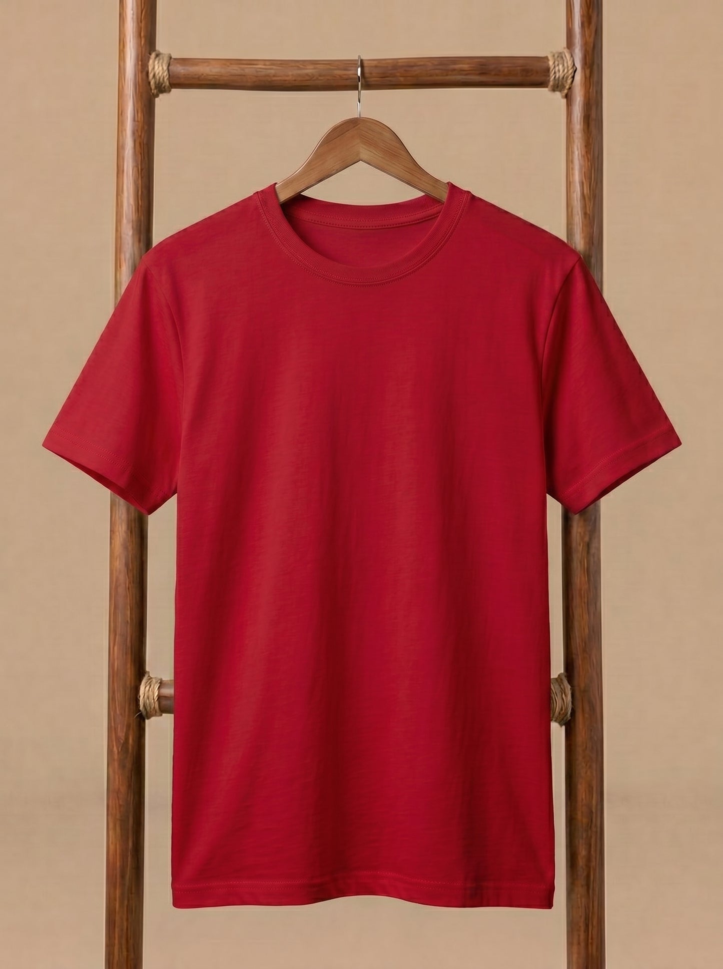 Essential Men's Red Crewneck Tee - Soft Cotton