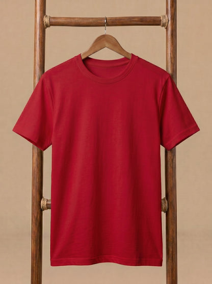 Essential Men's Red Crewneck Tee - Soft Cotton