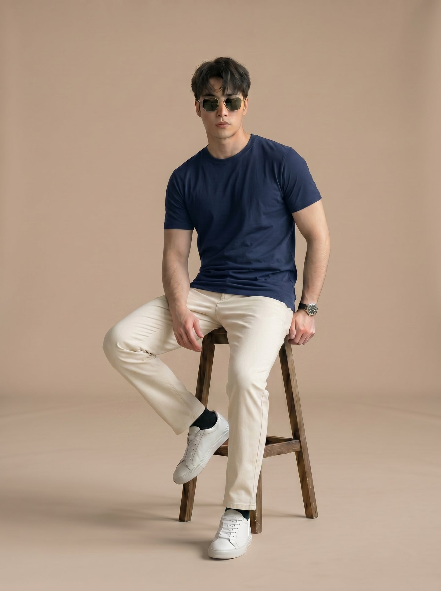 Essential Men's Navy Crewneck Tee - Soft Cotton