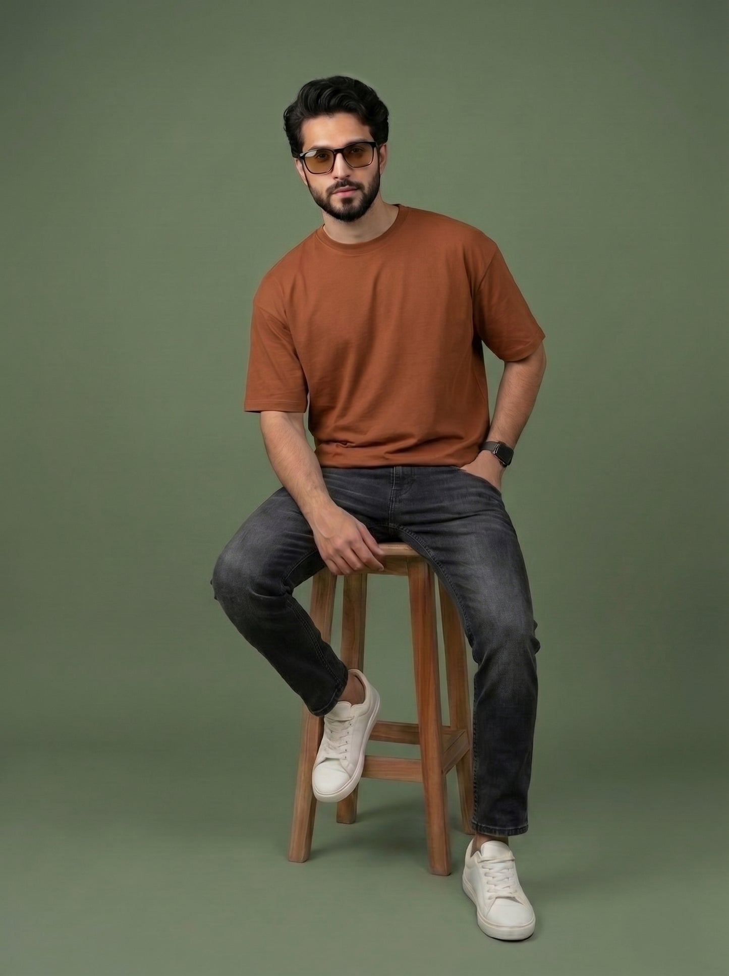 UrbanStyle Men's 240 GSM Oversized Plain T-Shirt | Relaxed Fit Heavyweight Crew Neck Cotton Tee