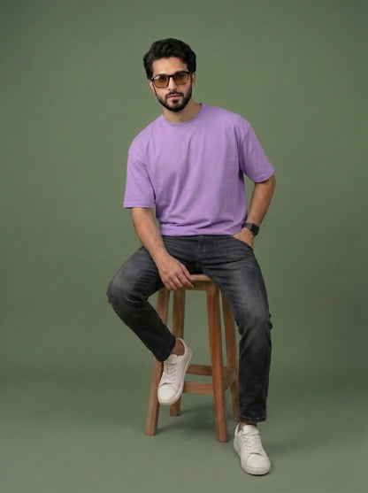 UrbanStyle Men's 240 GSM Oversized Plain T-Shirt | Relaxed Fit Heavyweight Crew Neck Cotton Tee
