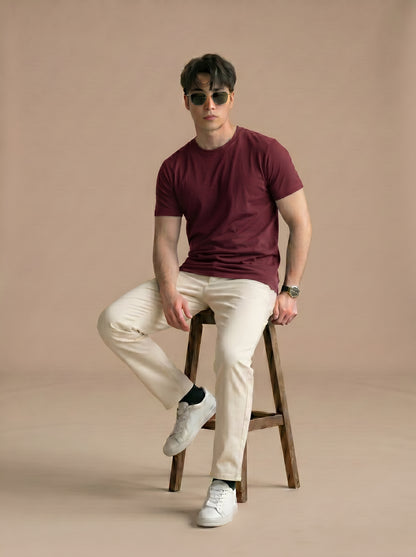 Classic Maroon Plain T-Shirt | Modern Casual Fit
