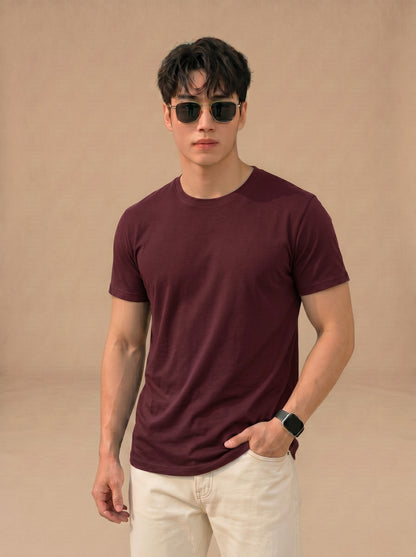 Classic Maroon Plain T-Shirt | Modern Casual Fit