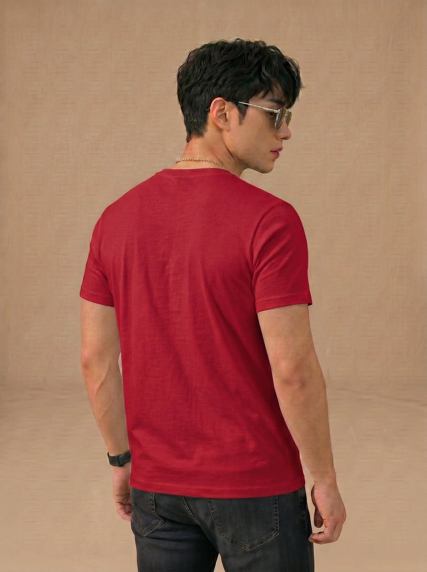 Essential Men's Red Crewneck Tee - Soft Cotton