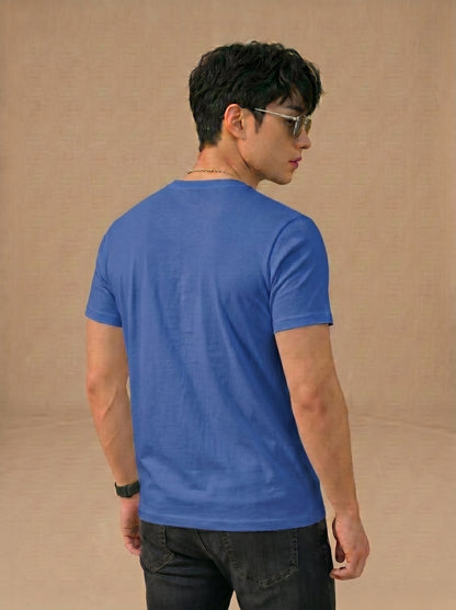 Essential Men's Blue Crewneck Tee - Soft Cotton