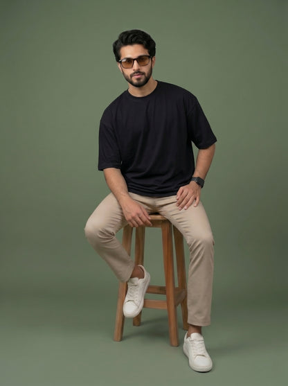 UrbanStyle Men's 240 GSM Oversized Plain T-Shirt | Relaxed Fit Heavyweight Crew Neck Cotton Tee