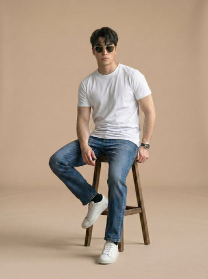 Essential Men's White Crewneck Tee - Premium Cotton