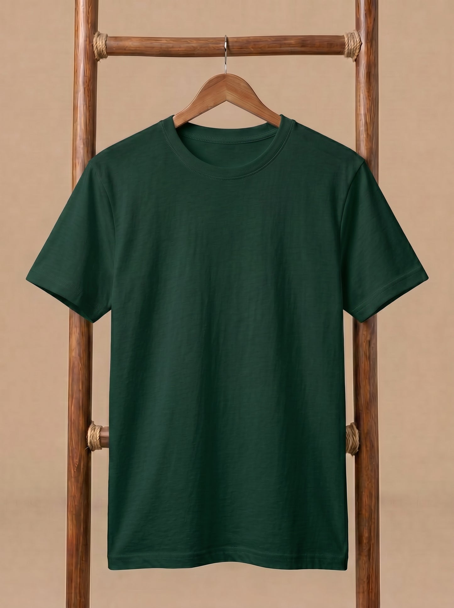 Premium Men's Dark Green Crewneck Tee - Soft Cotton