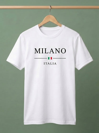 Evenway Men's Milano Italia Printed Oversized T-Shirt | Premium Cotton Casual Graphic Tee