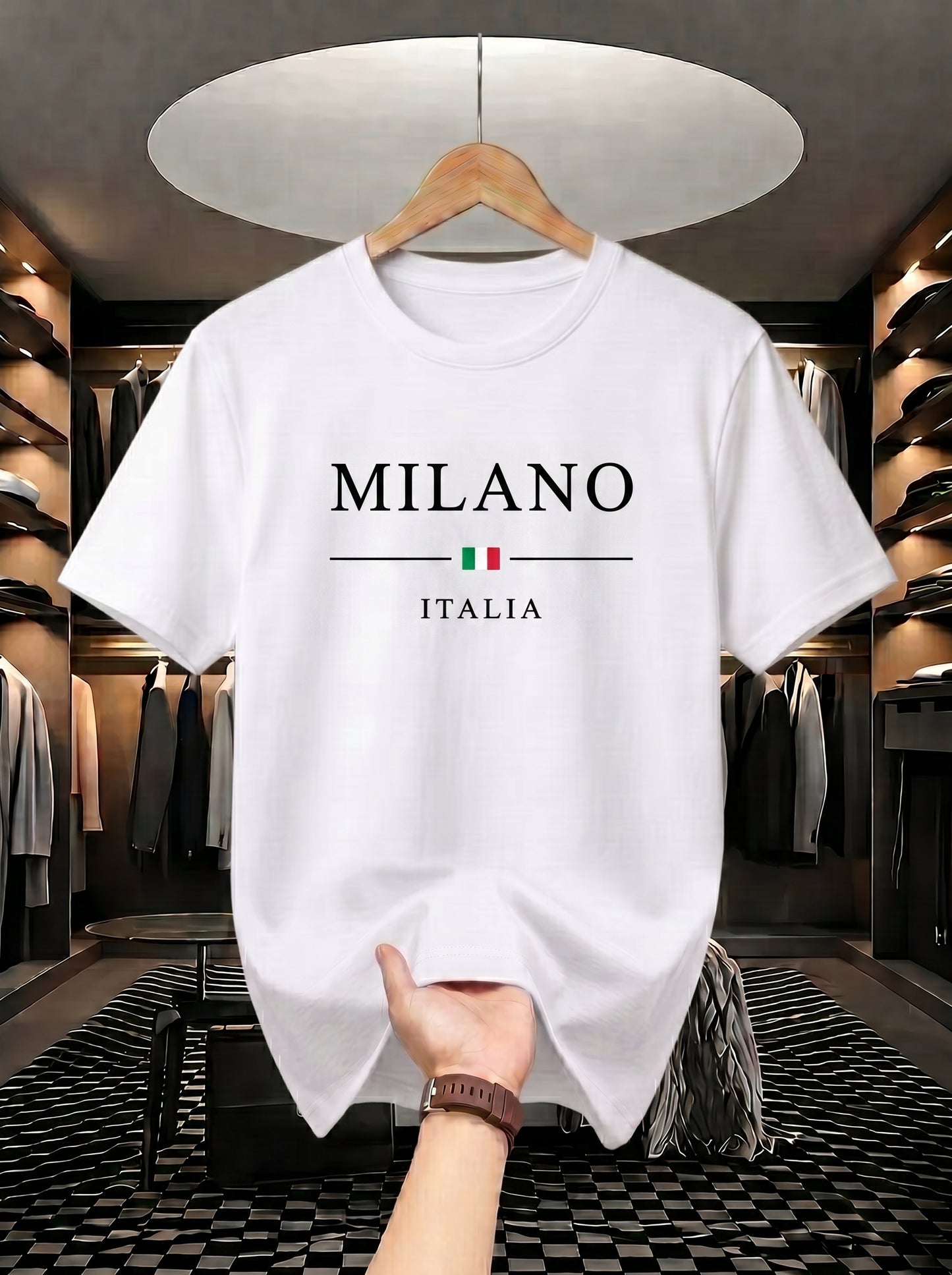 Evenway Men's Milano Italia Printed Oversized T-Shirt | Premium Cotton Casual Graphic Tee