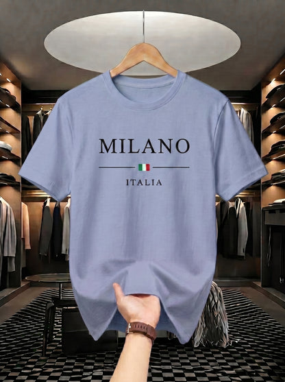 Evenway Men's Milano Italia Printed Oversized T-Shirt | Premium Cotton Casual Graphic Tee