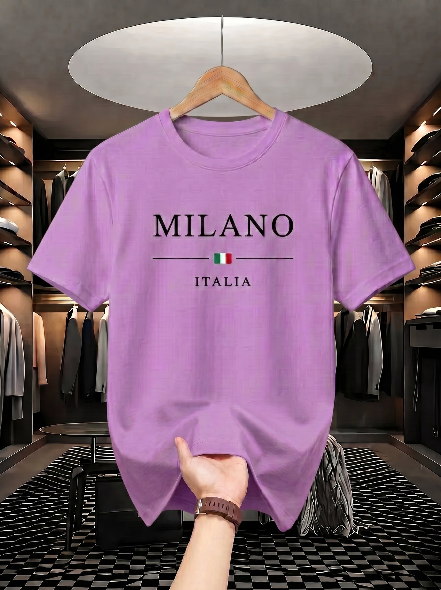 Evenway Men's Milano Italia Printed Oversized T-Shirt | Premium Cotton Casual Graphic Tee